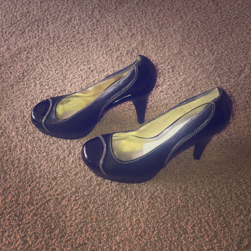 Platform leather heel